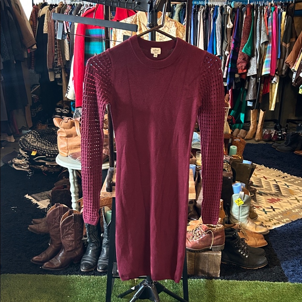 Wilfred Burgundy Long Sleeve Knit Midi Dress